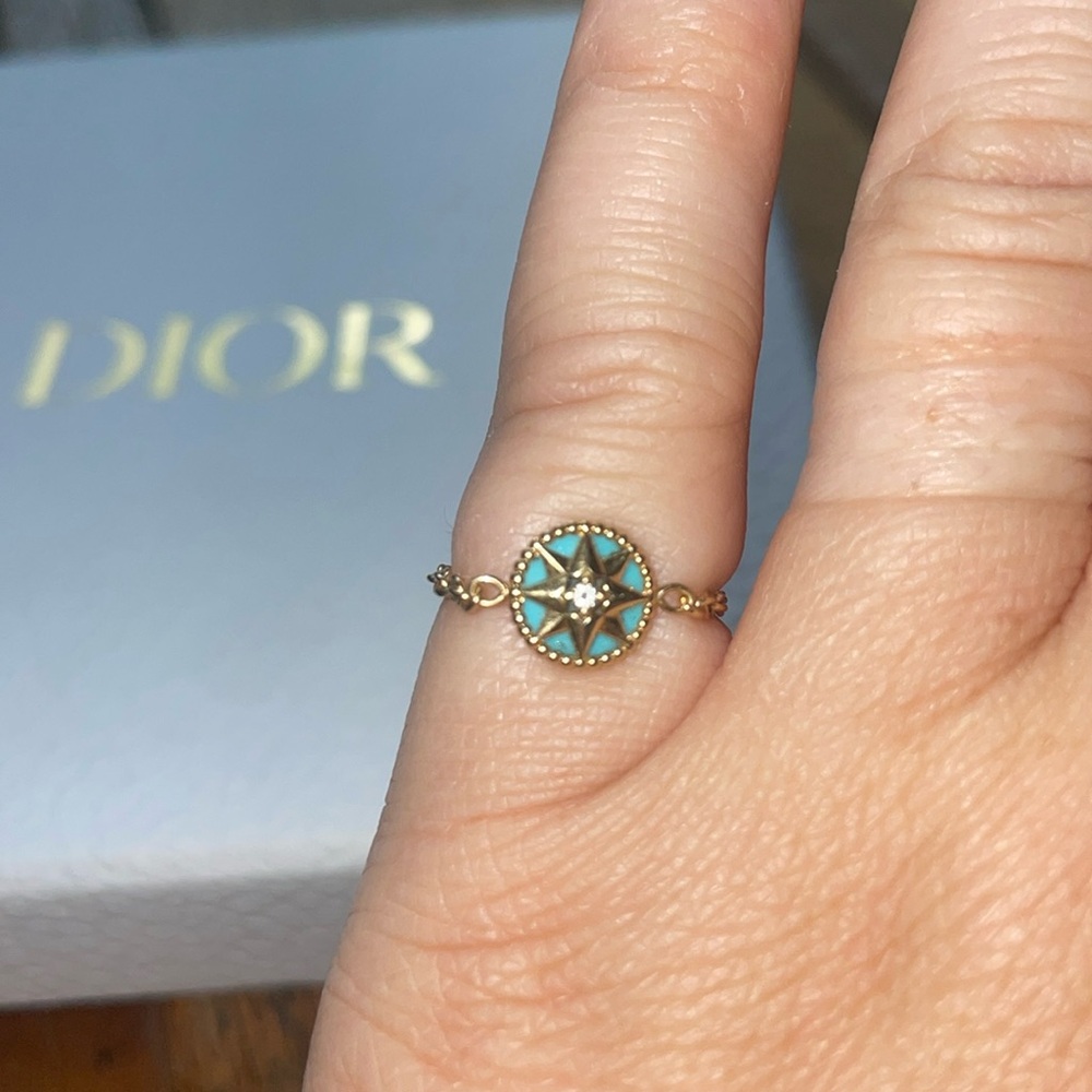 Dior rose des vent reversible chain ring